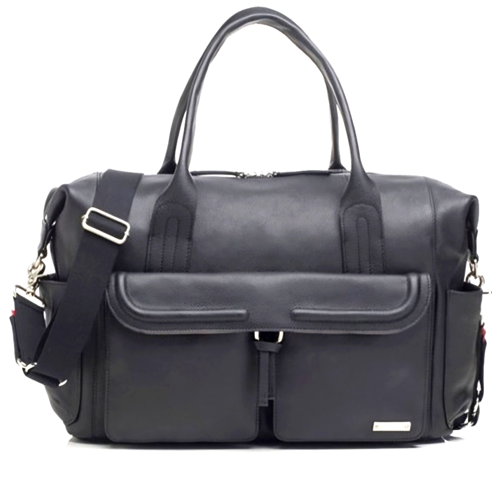 Storksak Charlotte Leather Diaper Bag, Black EUC